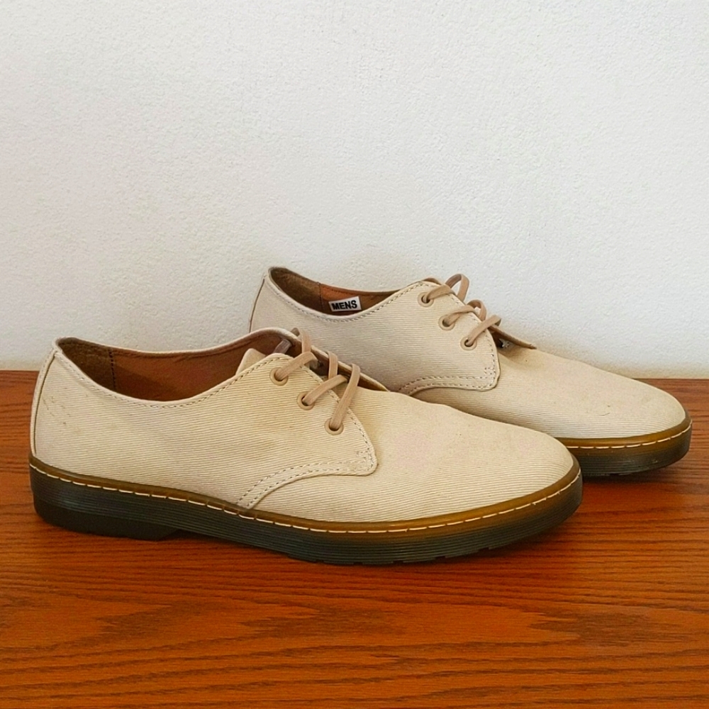 Dr. Martens Delray Twill Tan Canvas Shoes